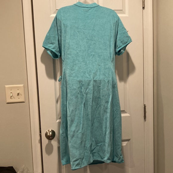 Cuddledown Everyday Pima Wrap Robe, blue, Sz L - Picture 4 of 5